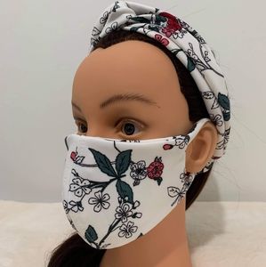 Boho Top Knot Headband and Facemask Set